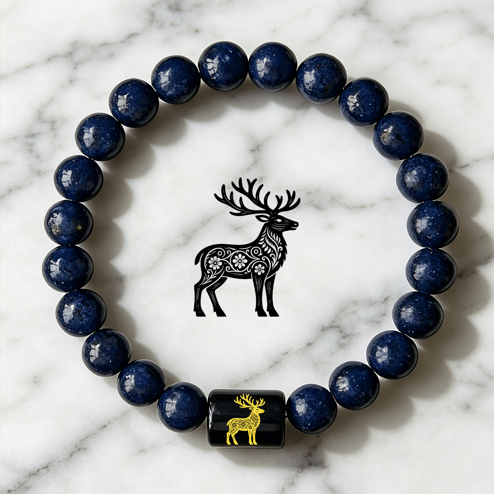 Women's Boho Vintage Deer Charm Beaded Bracelet, Daily Wear